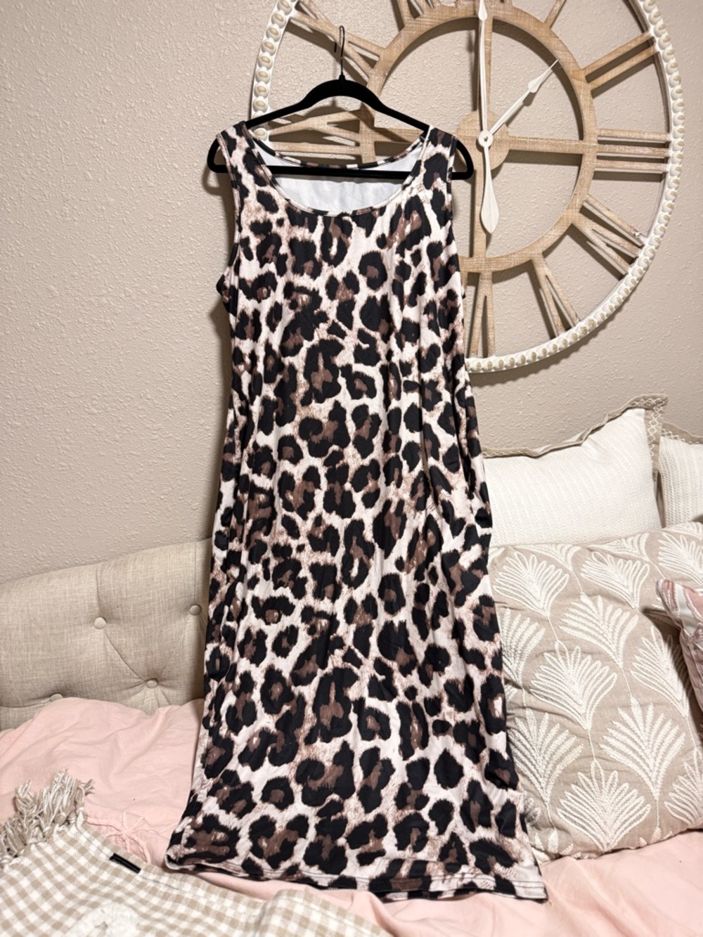 Sleeveless Leopard Print Maxi Dress - Brown/Black